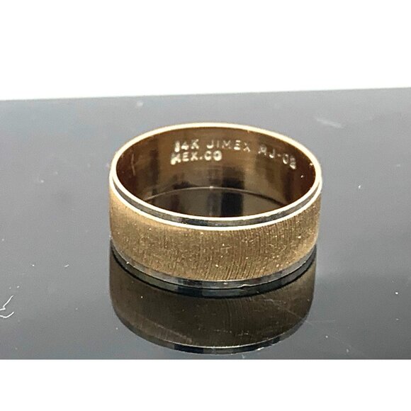 Wedding Band 14k Gold Two Tone Ring 6mm Wide Estate Jewelry Women's Size 5.5